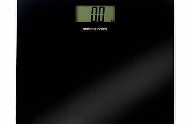 Andrew James Black Electronic Personal Glass Platform Bathroom Scales With 2 Year Manufacturers Warranty