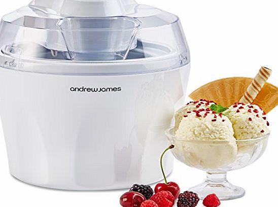 Andrew James Ice Cream, Sorbet and Frozen Yoghurt Maker Machine 1.45 Litre   128 Page Recipe Book - As voted ``Best Buy`` Ice Cream Maker By Which Magazine