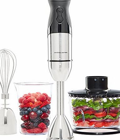 Andrew James Powerful Black 700 Watt DC Motor Hand Blender With 500ml Food Processor, Whisk Attachment and 500ml Beaker