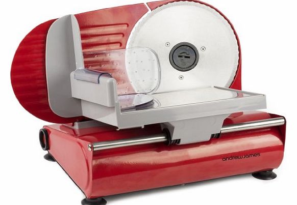 Andrew James Red Electric Precision Food Slicer 19cm Blade   Includes 2 Extra Blades For Bread and Meat