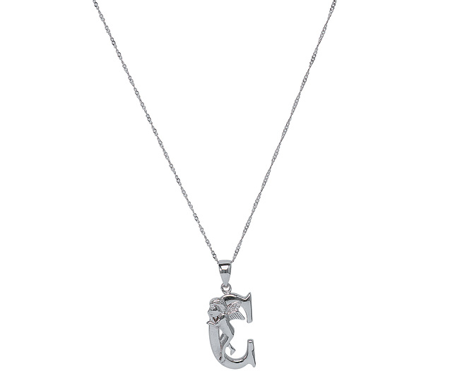 angel Initial Necklace - C