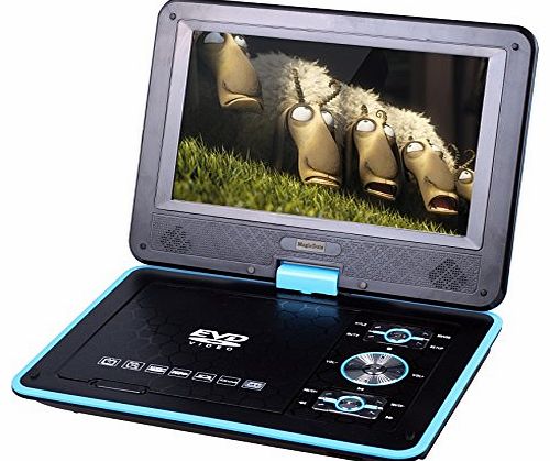 Angelbubbles 9.5`` Swivel Screen Handheld Portable DVD Player Remote Control Car Adapter DVD VCD CD SD MP3 MP4 USB TV Game (Blue)