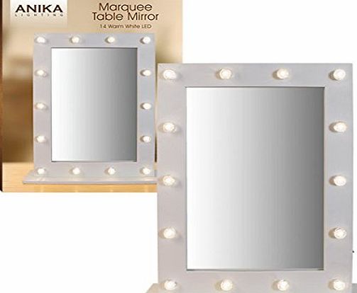 Anika Battery Operated Free Standing LED Marquee Mirror, Warm White