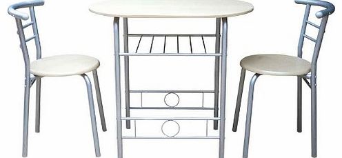 Anika Light wood and Chrome Frame Texas Breakfast Dining Table Chairs Set