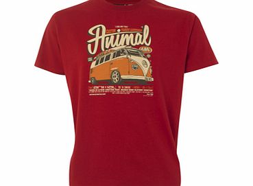 Boys Animal Bore VW Crew Printed T-Shirt. Chilli