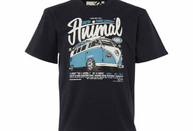 Boys Animal Bore VW Crew Printed T-Shirt. Navy