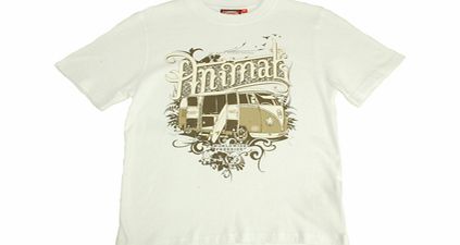 Boys Animal Cadda Crew Printed T-Shirt. White
