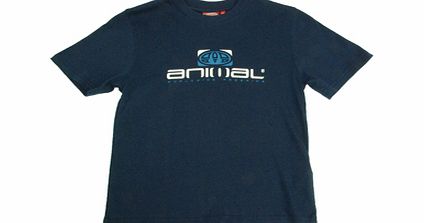 Boys Animal Carr Crew Printed T-Shirt. Mood Indigo