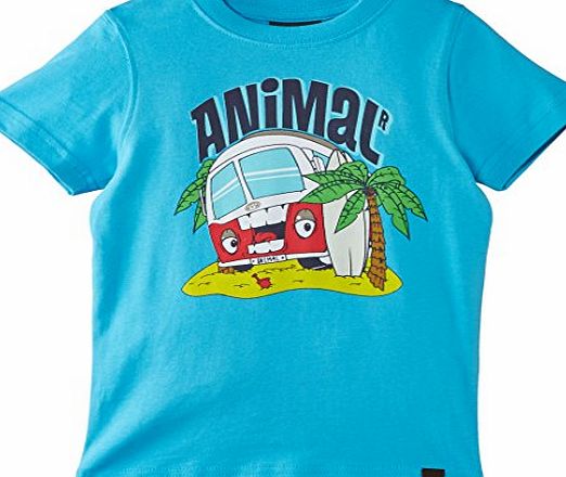 Animal Boys Hozo T-Shirt, Cyan Blue, 3 Years (Manufacturer Size:3/4)