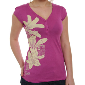Animal Ladies Anson V neck tee - Vivid Viola