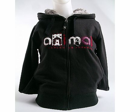 Animal Ladies FUR LINED F/Z HOOD WP448 - BLACK