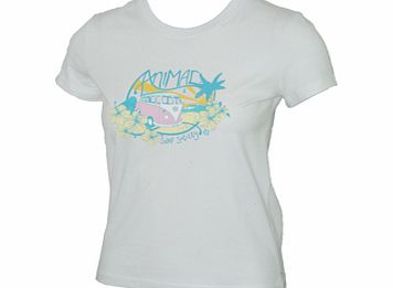 Ladies Animal Abbey VW Crew Printed T-Shirt. White