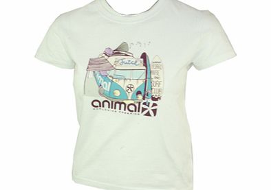 Ladies Animal Aberdeen Crew Printed T-Shirt. White