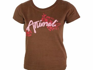 Animal Ladies Ladies Animal Aipus Crew Printed T-Shirt. Deep