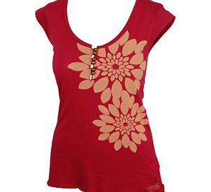 Ladies Animal Art Of Noise Delux T-Shirt. Sangria