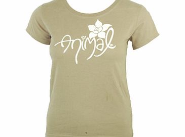 Ladies Animal Ayton Crew Printed T-Shirt. Taupe