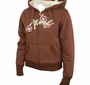 Animal Ladies Ladies Animal Ruden Fur Lined Hoody. Deep Mahogany