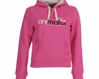 Ladies Animal Two Tone Logo Hoody. Azelea Pink