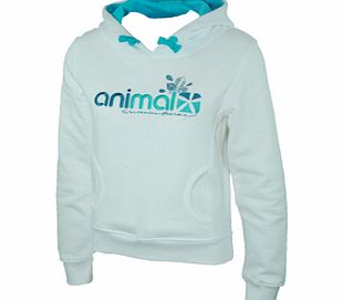 Ladies Animal Two Tone Logo Hoody. White