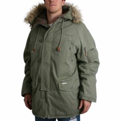 Animal Mens Animal Hemper Parka Jacket Stalk Green