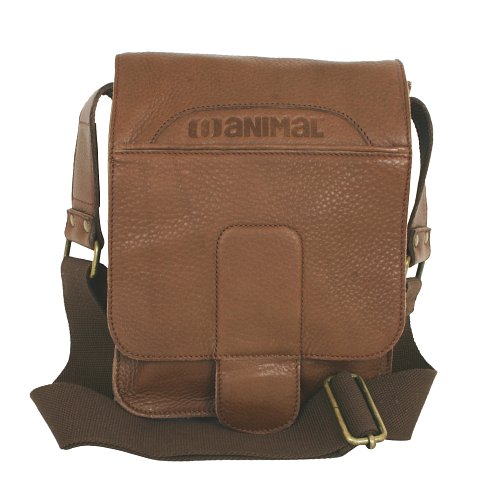 Mens Animal Willis Leather Flight Bag 011 Brown