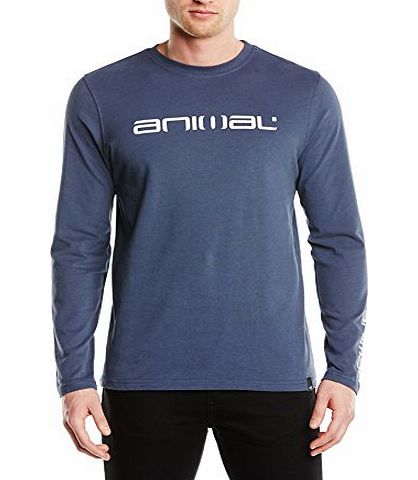 Mens Lata Crew Neck Long Sleeve T-Shirt, Purple (Indigo), Large