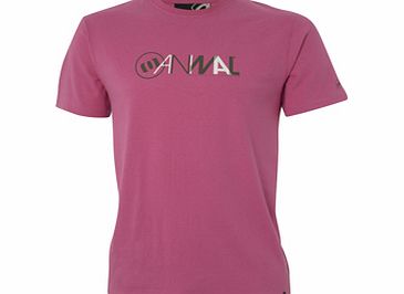 Mens Animal Barrel Crew Printed T-Shirt. Ibis Pink
