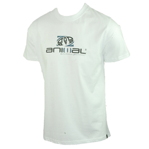 Animal Mens Mens Animal Bogus Crew Printed T-Shirt. White