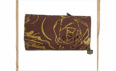 Animal Rose Leather Purse Brown / Gold