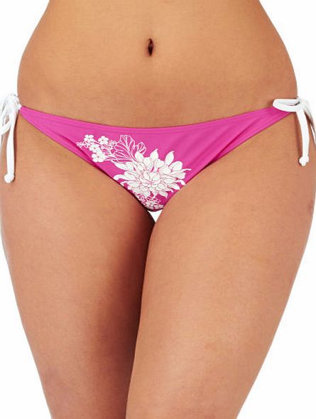 Animal Womens Animal Peonies Bikini Bottom - Shocking