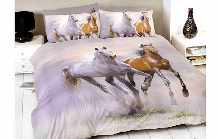 Animals Galloping Horses Double Duvet Cover and