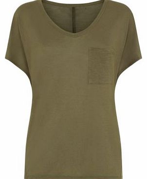 Anita and Green Khaki Pocket Front T-Shirt 3237208