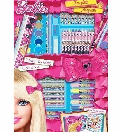 Anker Childrens Kids Barbie 65pc Complete Art Craft Set Carry Case Pens Pencils