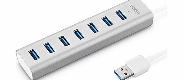 Anker Unibody USB 3.0 7-Port Aluminum Hub with Built-in 1.3-Foot USB 3.0 Cable, Including a 5V / 3A Power Adapter