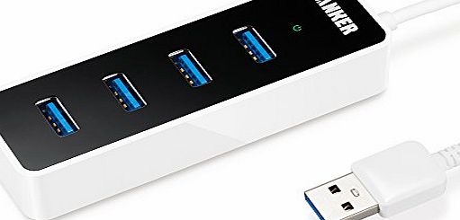 Anker USB 3.0 4-Port Compact Hub with a Built-in 0.7ft USB 3.0 Cable