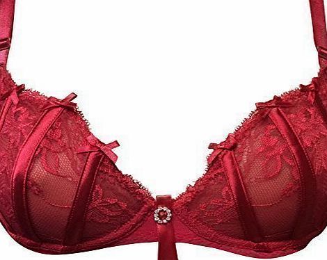 Ann Summers Ex High Street Branded Lingerie Pure Lace Underwired Bra Red 36E