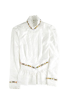 Anna Sui Broderie Anglaise high neck blouse