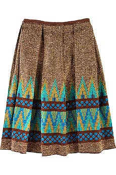 Embroidered Donegal tweed skirt