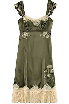 Anna Sui Lace Trimmed Satin Dress