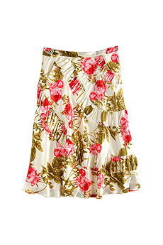 Watercolor roses silk skirt