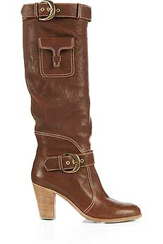 Wood Stacked Heel Boots