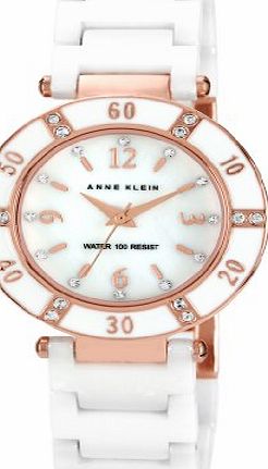 Anne Klein Womens Quartz Watch with Mother of Pearl Dial Analogue Display and White Ceramic Bracelet 10/N9416RGWT