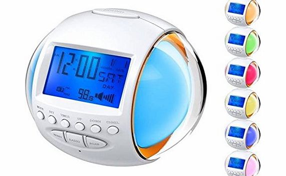 Annengjin 7 colour light digital alarm clock with natural sound(HW- 201)