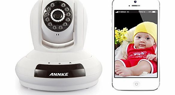 ANNKE Sparkle I H.264 HD 1280 x 720P Baby/Pets Monitor Wireless/Wired Pan/Tilt IP Camera with IR-Cut Filter for Home Security Video Recording (Plug amp; Play, QR Code Scan, iPhone amp; Android Mobi