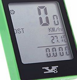 Wireless Bike Bicycle Cycling Computer Odometer Speedometer Touch Button LCD Backlight Backlit Water-resistant Multifunction Green