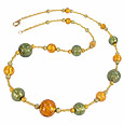 Antica Murrina Veneziana Carmen - Gold & Green Murano Glass Necklace