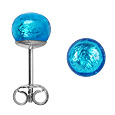 Caterina - Blue Murano Glass Ball Silver Earrings