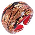 Antica Murrina Veneziana Laguna - Red- Gold & Black Murano Glass Ring