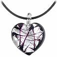 Passione - Black and White Murano Glass Heart Pendant
