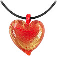 Antica Murrina Veneziana Passione - Red & Gold Murano Glass Heart Pendant